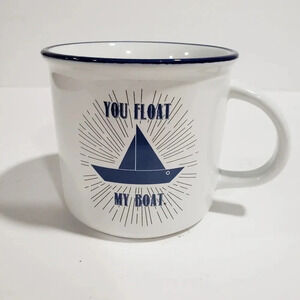 You Float my Boat,White/Blue  Ceramic Coffee Mug.